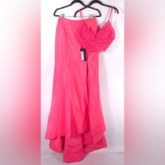 NWT SHERRI HILL 52493 Coral Prom Dress Mermaid Fitted Trumpet Train Slit Size 6 - Picture 2 of 16